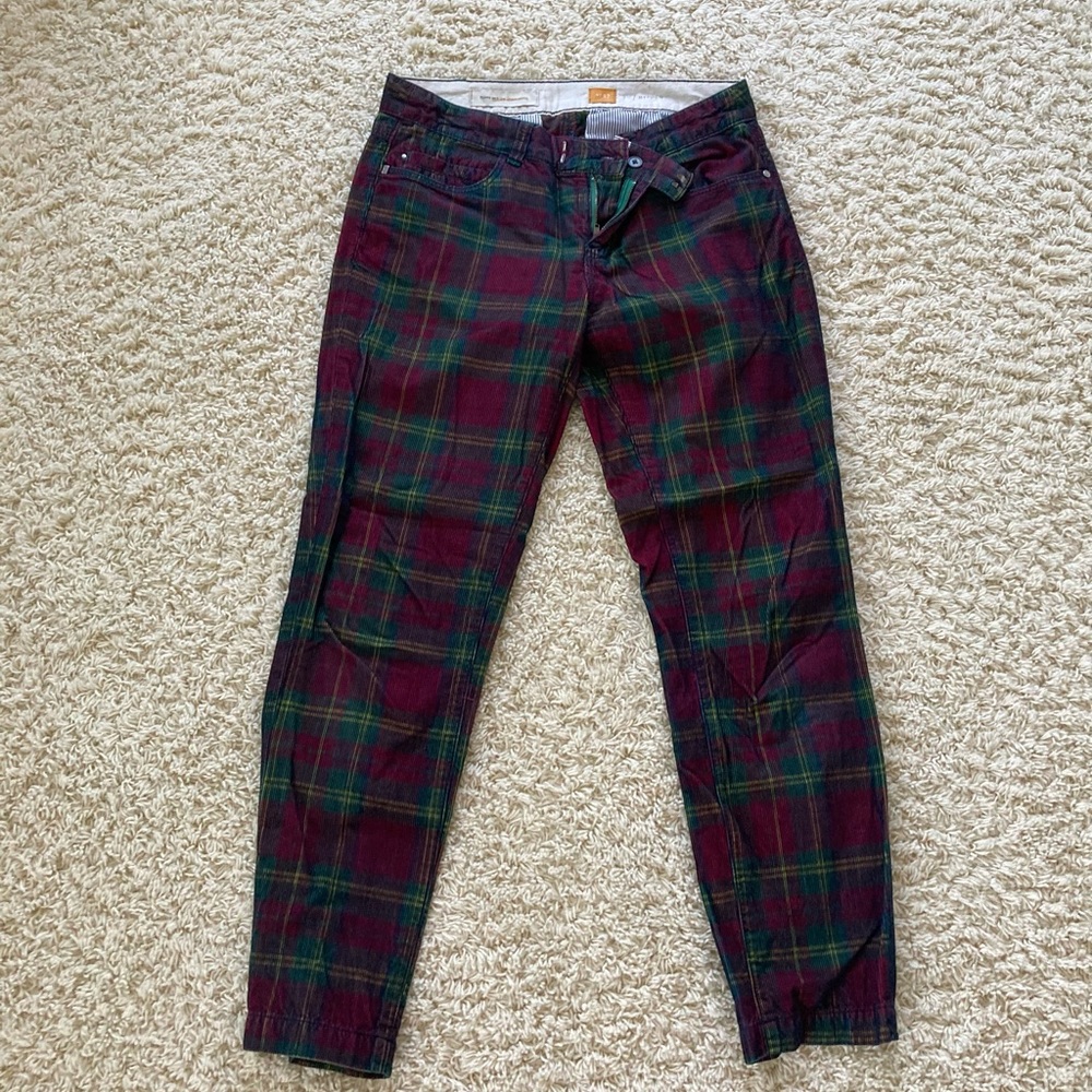Plaid corduroy pants